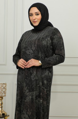 Robe à Motifs Imprimé Pierre Grande Taille 4425D-01 Marron 4425D-01