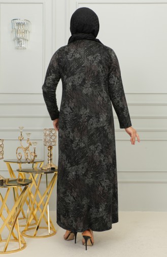 Robe à Motifs Imprimé Pierre Grande Taille 4425D-01 Marron 4425D-01