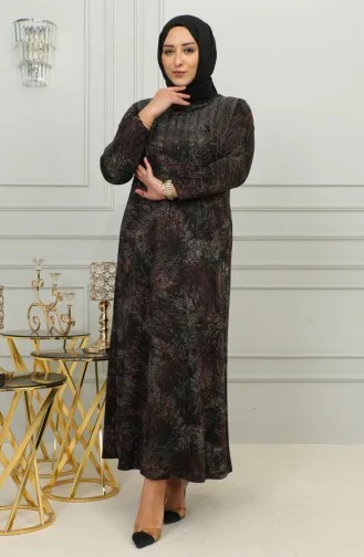 Robe à Motifs Imprimé Pierre Grande Taille 4425D-02 Rouge Claret 4425D-02