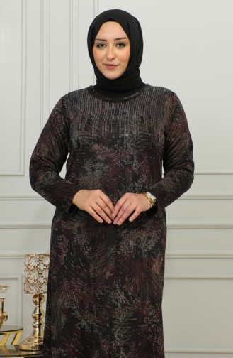 Robe à Motifs Imprimé Pierre Grande Taille 4425D-02 Rouge Claret 4425D-02