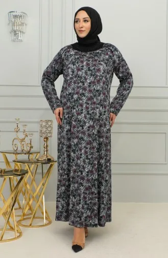 Robe Viscose à Motifs Grande Taille 4447-01 Prune 4447-01