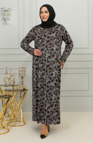 Robe Viscose à Motifs Grande Taille 4447-02 Rouge Claret 4447-02