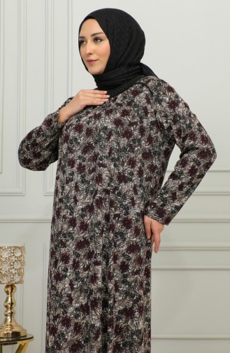 Robe Viscose à Motifs Grande Taille 4447-02 Rouge Claret 4447-02