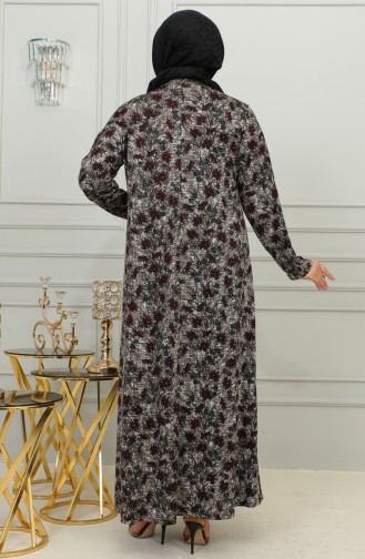 Robe Viscose à Motifs Grande Taille 4447-02 Rouge Claret 4447-02