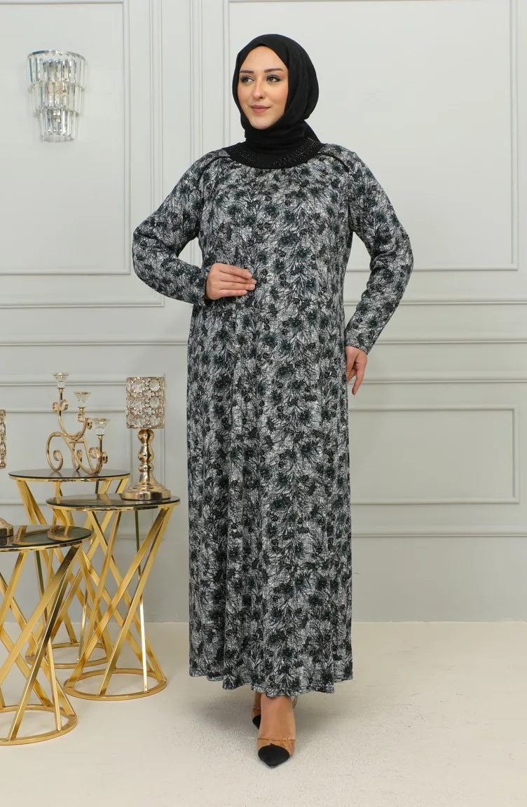 Robe Viscose à Motifs Grande Taille 4447-03 Vert 4447-03