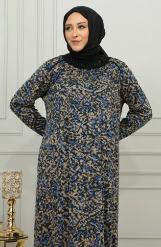 Robe Viscose à Motifs Grande Taille 4447A-01 Bleu 4447A-01