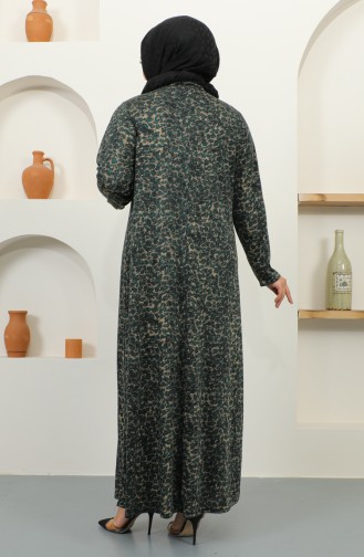 Plus Size Patterned Viscose Dress 4447b-02 Green 4447B-02
