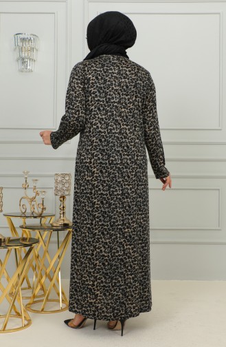 Großes Gemustertes Viskosekleid 4447B-03 Braun 4447B-03