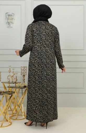 Robe Viscose à Motifs Grande Taille 4447B-03 Marron 4447B-03