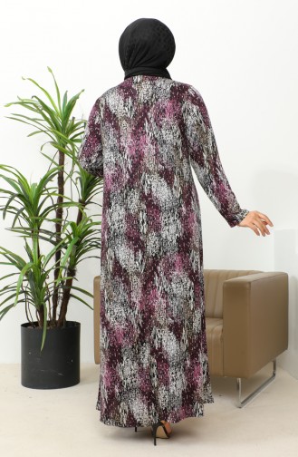Plus Size Patterned Viscose Dress 4447c-02 Pink 4447C-02