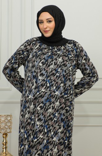 Robe Viscose à Motifs Grande Taille 4447D-01 Bleu 4447D-01