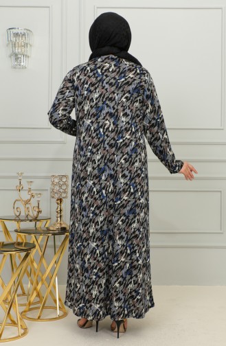 Großes Gemustertes Viskosekleid 4447D-01 Blau 4447D-01