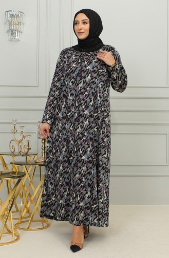 Robe Viscose à Motifs Grande Taille 4447D-03 Prune 4447D-03