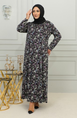 Robe Viscose à Motifs Grande Taille 4447D-03 Prune 4447D-03