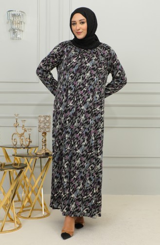 Robe Viscose à Motifs Grande Taille 4447D-03 Prune 4447D-03