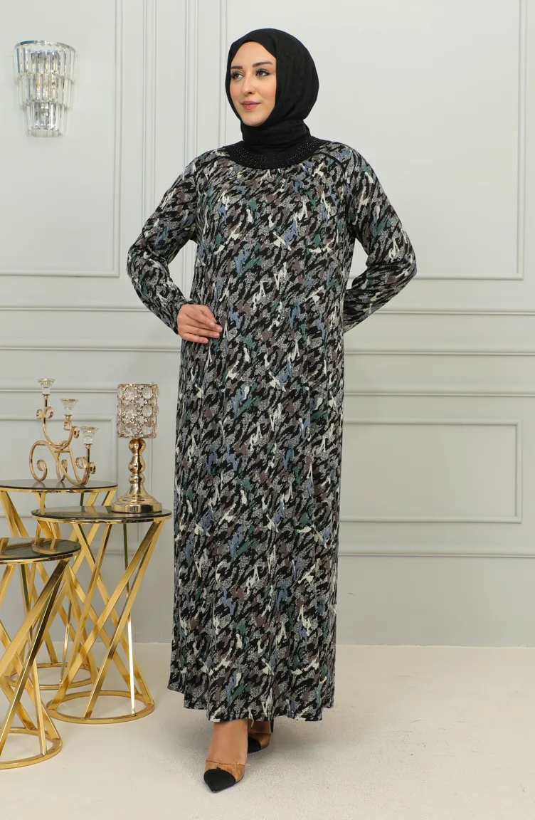 Robe Viscose à Motifs Grande Taille 4447D-04 Vert 4447D-04