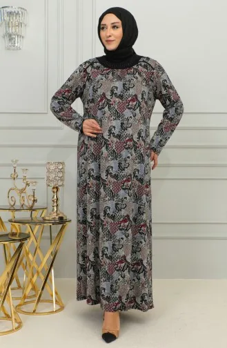 Robe Viscose à Motifs Grande Taille 4447E-01 Rouge Claret 4447E-01