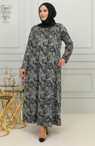 Robe Viscose à Motifs Grande Taille 4447E-03 Vert Nephti 4447E-03
