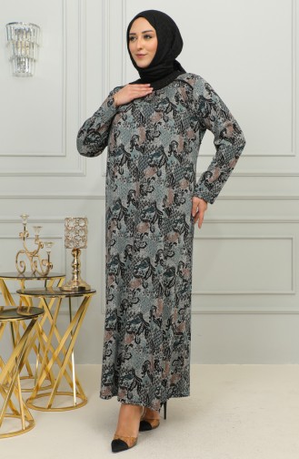 Robe Viscose à Motifs Grande Taille 4447E-03 Vert Nephti 4447E-03
