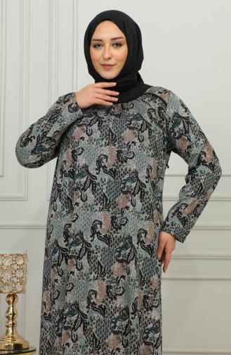 Robe Viscose à Motifs Grande Taille 4447E-03 Vert Nephti 4447E-03