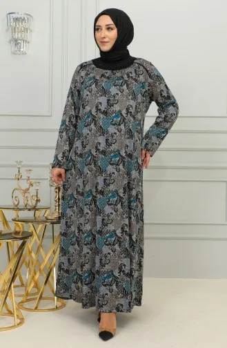Robe Viscose à Motifs Grande Taille 4447E-04 Pétrole 4447E-04