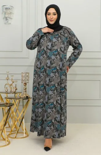 Robe Viscose à Motifs Grande Taille 4447E-04 Pétrole 4447E-04