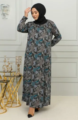 Robe Viscose à Motifs Grande Taille 4447E-04 Pétrole 4447E-04