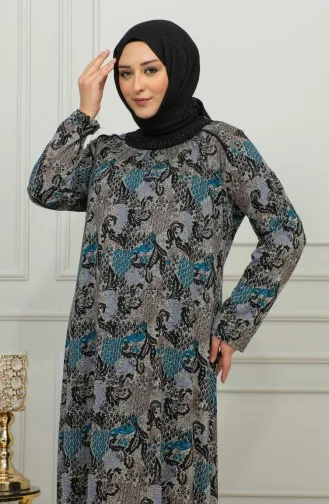 Robe Viscose à Motifs Grande Taille 4447E-04 Pétrole 4447E-04