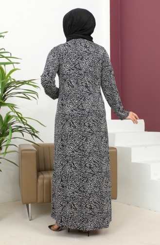 Büyük Beden Taş Baskılı Desenli Elbise 4827-01 Lacivert