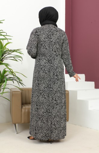 Plus Size Stone Printed Patterned Dress 4827-02 Black 4827-02