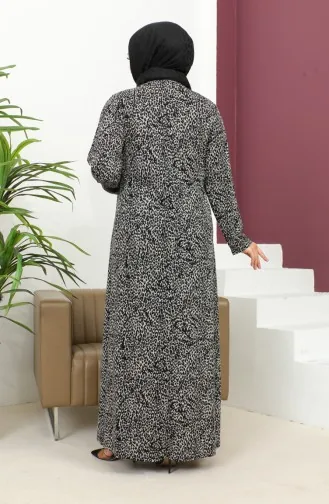 Robe à Motifs Pierre Imprimée Grande Taille 4827-02 Noir 4827-02