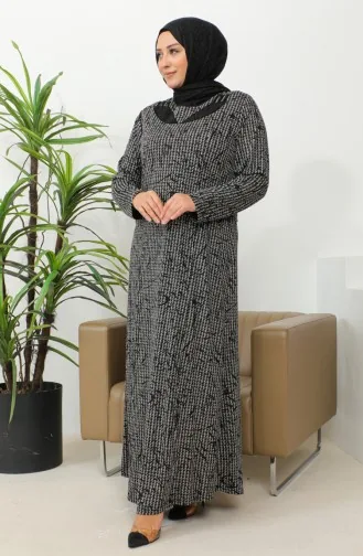 Robe à Motifs Pierre Imprimée Grande Taille 4827A-01 Noir 4827A-01