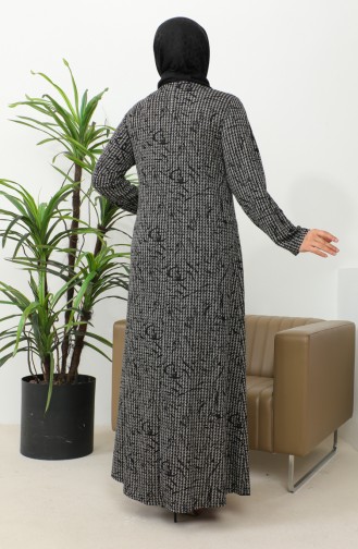 Plus Size Stone Printed Patterned Dress 4827a-01 Black 4827A-01