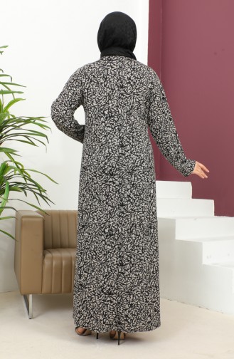 Plus Size Stone Printed Patterned Dress 4827c-01 Black 4827C-01