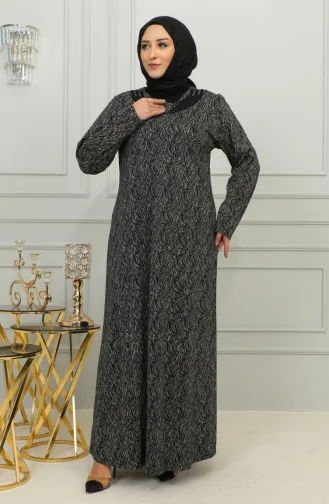 Robe à Motifs Pierre Imprimée Grande Taille 4828-02 Noir 4828-02