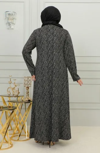 Robe à Motifs Pierre Imprimée Grande Taille 4828-02 Noir 4828-02