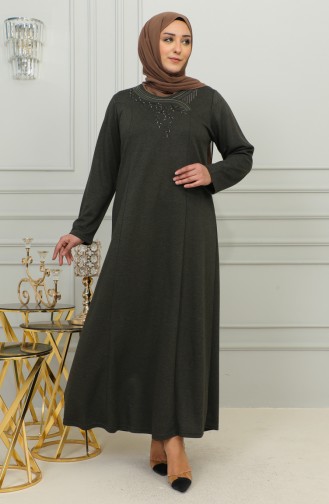 Robe Viscose Brodée Grande Taille 4879-01 Khaki 4879-01