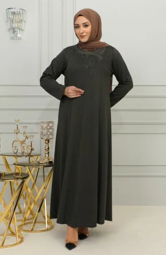 Robe Viscose Brodée Grande Taille 4879-01 Khaki 4879-01