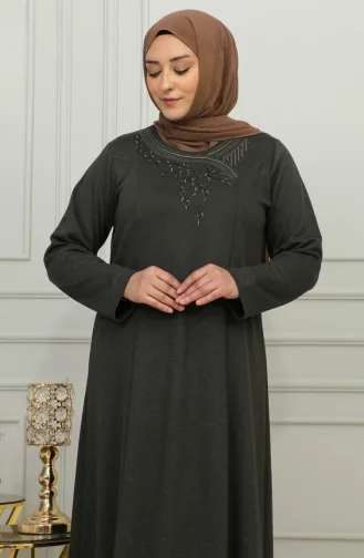 Robe Viscose Brodée Grande Taille 4879-01 Khaki 4879-01