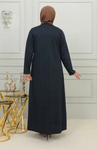 Robe Viscose Brodée Grande Taille 4879-02 Bleu Marine 4879-02