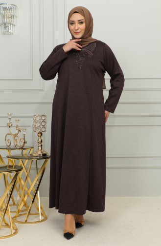 Robe Viscose Brodée Grande Taille 4879-05 Prune 4879-05