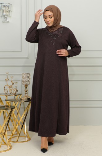 Robe Viscose Brodée Grande Taille 4879-05 Prune 4879-05