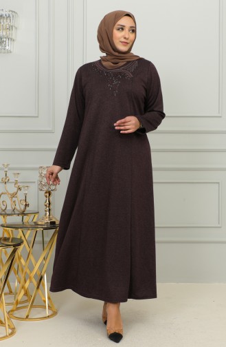 Robe Viscose Brodée Grande Taille 4879-05 Prune 4879-05