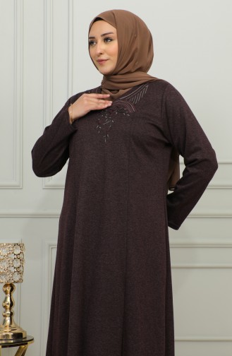 Robe Viscose Brodée Grande Taille 4879-05 Prune 4879-05