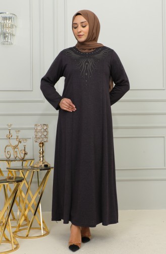 Robe Viscose Brodée Grande Taille 4956-01 Prune 4956-01