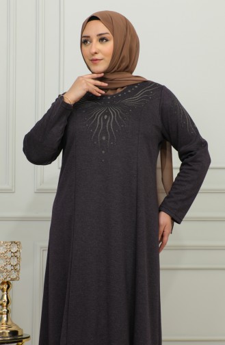 Robe Viscose Brodée Grande Taille 4956-01 Prune 4956-01