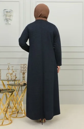 Robe Viscose Brodée Grande Taille 4956-02 Bleu Marine 4956-02