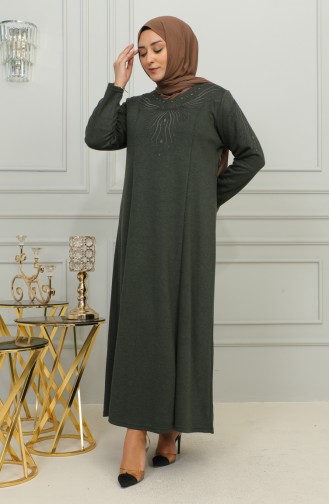Robe Viscose Brodée Grande Taille 4956-03 Khaki 4956-03
