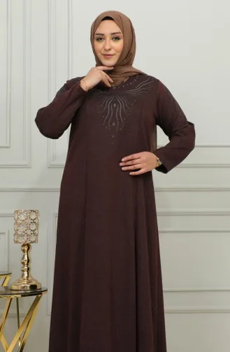 Robe Viscose Brodée Grande Taille 4956-05 Marron 4956-05