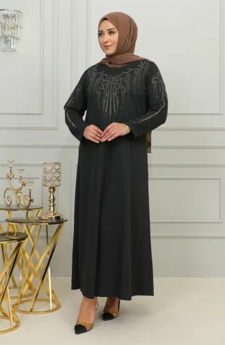 Robe Viscose Brodée Grande Taille 4958-03 Noir 4958-03